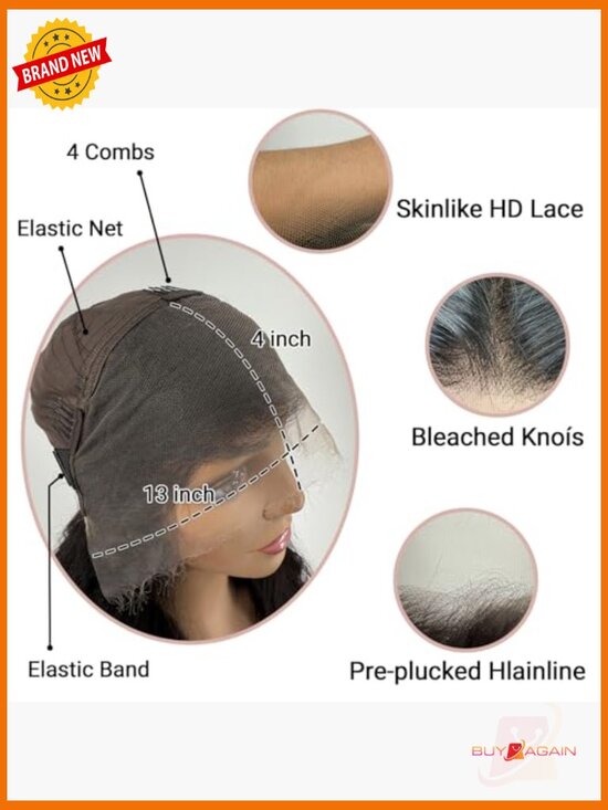 13x4 HD Lace Front Body Wave Wig 220% Density Human Hair Pre-Plucked
